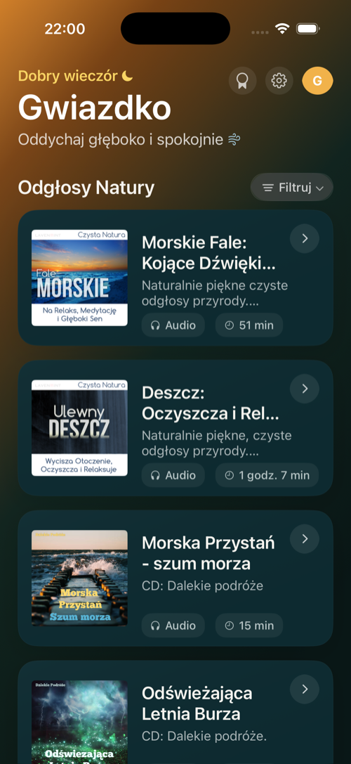 Odgłosy natury - morze, deszcz, las